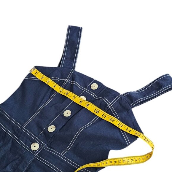 Anthropologie Maeve The Portside Button-Front Romper, Nautical, Stretch, Blue, 6 - Picture 4 of 11